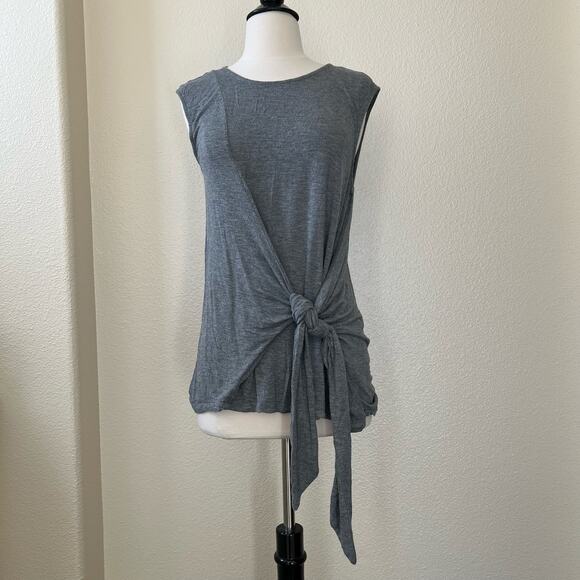 Anthropologie Vanessa Virginia Dayla Tie Top Heather Gray keyhole - Picture 3 of 9